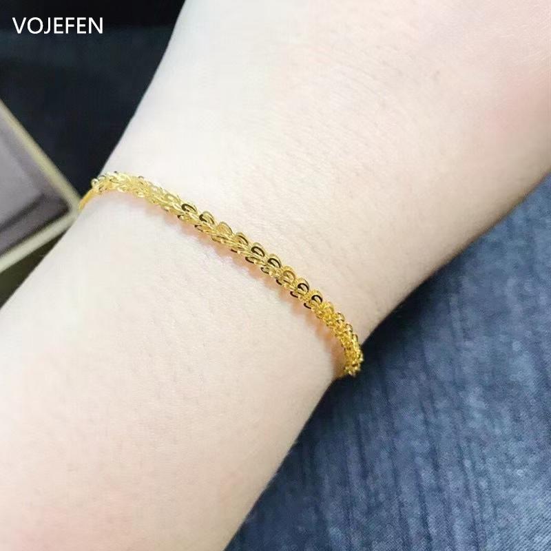 

Other Bracelets VOJEFEN 18k Solid Gold Bracelet For Women Girl Boho Beach Charm Adjustable Petal Link AU750 Fine Jewellry