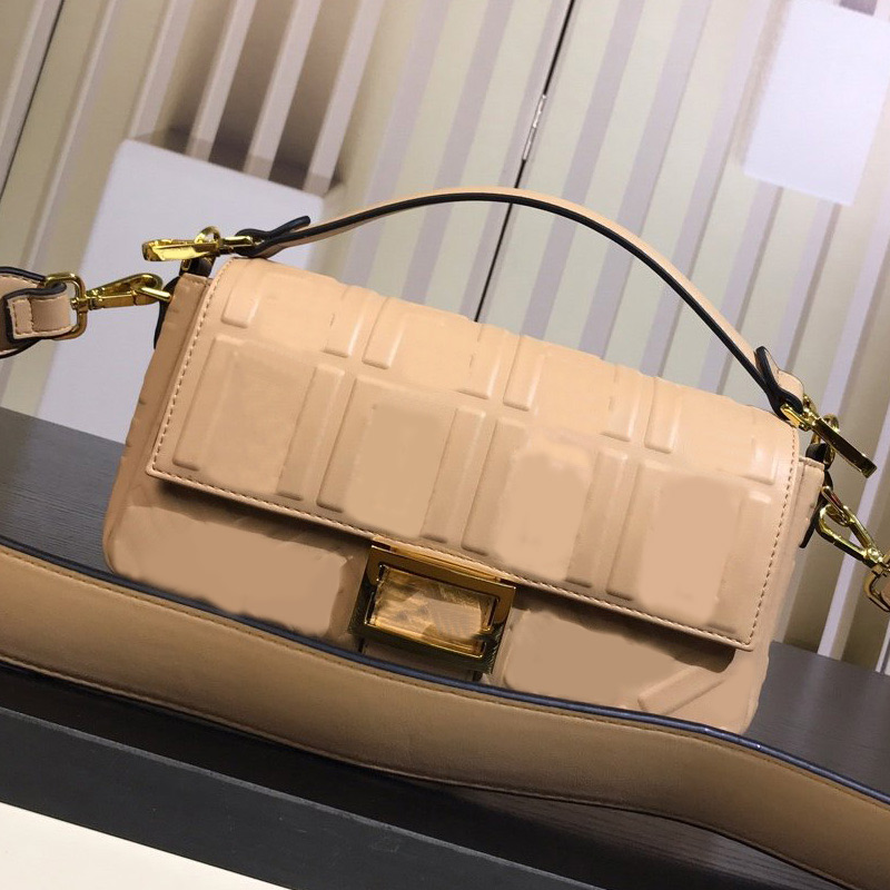 

Women Shoulder Bag Handbag Lady Genuine Leather Purse Fashion Textured Leather Plain Letter Sheepskin Hasp Wide Shoulder Strap Bag