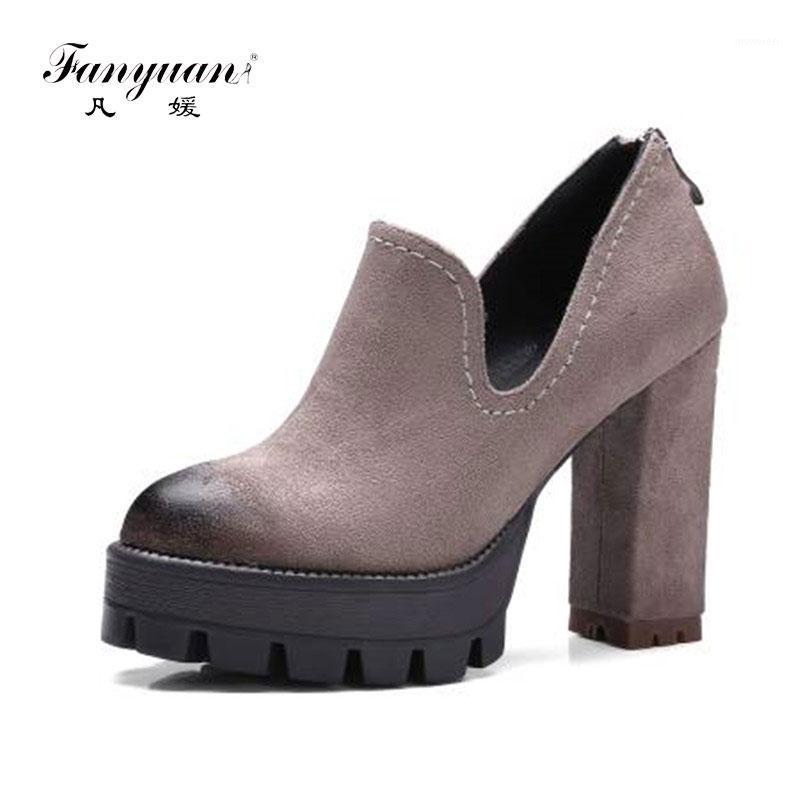 

fanyuan NEW Autumn Winter Woman Post Zipper Thick Heel Shoes Boots Women Ankle Boots Plus Size 33-421, Black