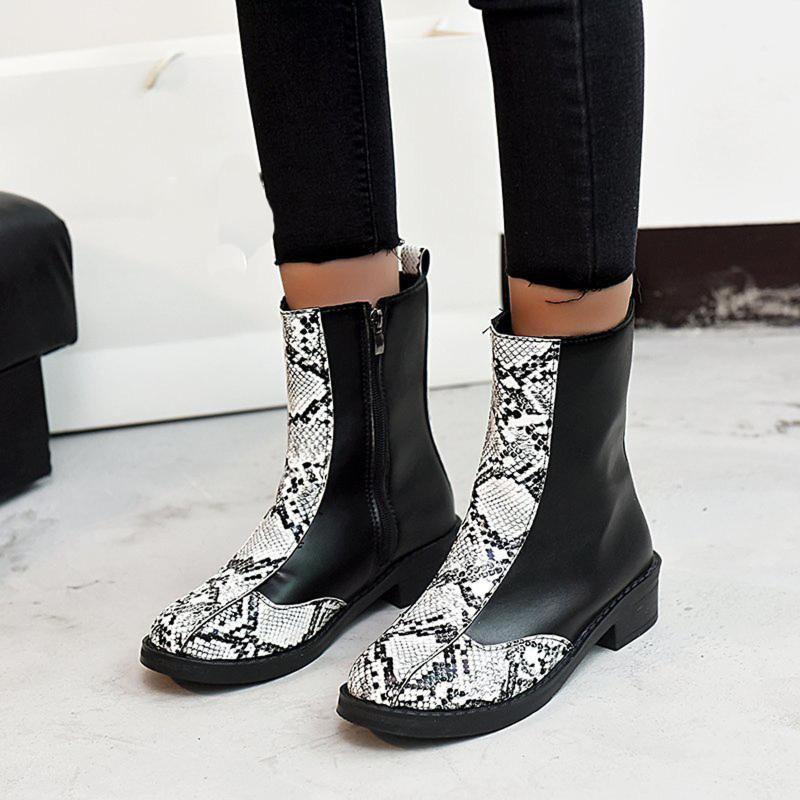 

Sexy Snake Print Side Zipper Women's Short Boots Round Toe Square Root Fashion Women Shopping Casual Party Women's Boots#1, Gold