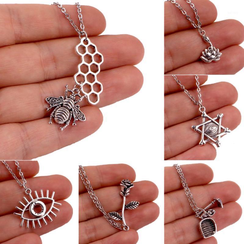 

Vintage Flower Necklace Pendant Religious Star of David Jewelry Statement Charm Necklace1