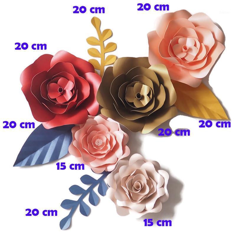 

DIY Artificial Flowers Fleurs Artificielles Backdrop Giant Paper Flowers 5PCS Paper Leave 4PCS Wedding Party Decor Black1, Custom color