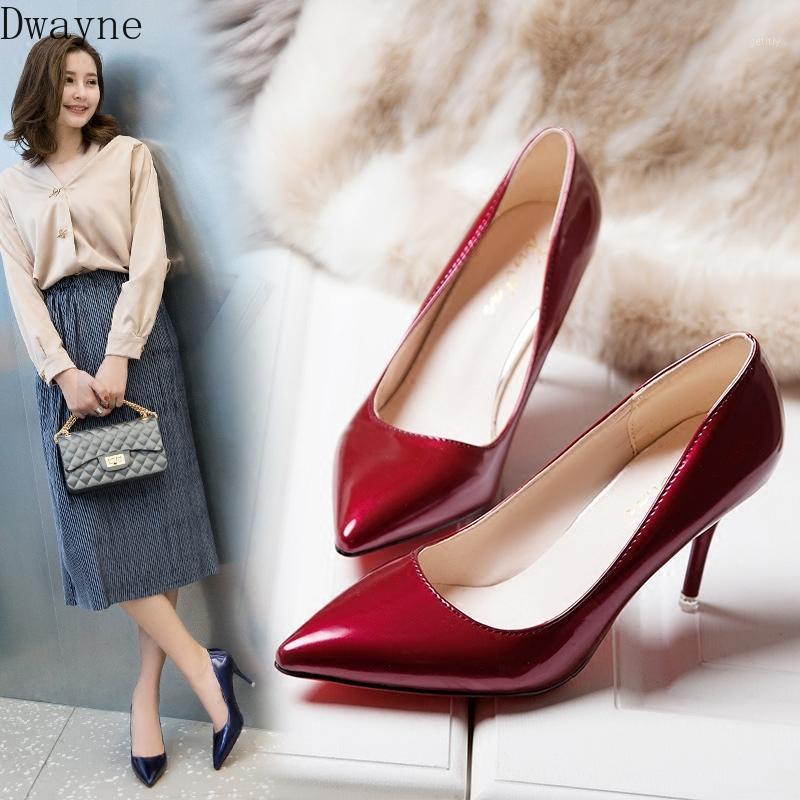 

Temperament Pumps Korean Shallow Mouth Patent Leather Single Shoes Sexy Pointed Thin Heels High Heels Professional Women's Shoes1, Ice blue 10 cm