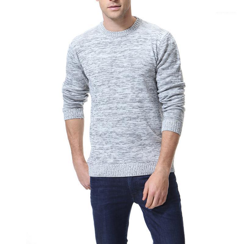

2020 Spring New Style Fashion Man Slim Fit Solid Color Sweater Base Shirt Crew Neck Knitted Sweater Y2511, Gray