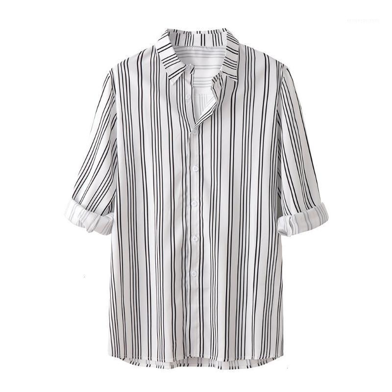 

New 2019 Men Long Sleeve Shirts Male autumn-fit sale Men' Summer Fashion Casual Lapel Print Short Sleeve Shirt Top Blouse -3XL1, White