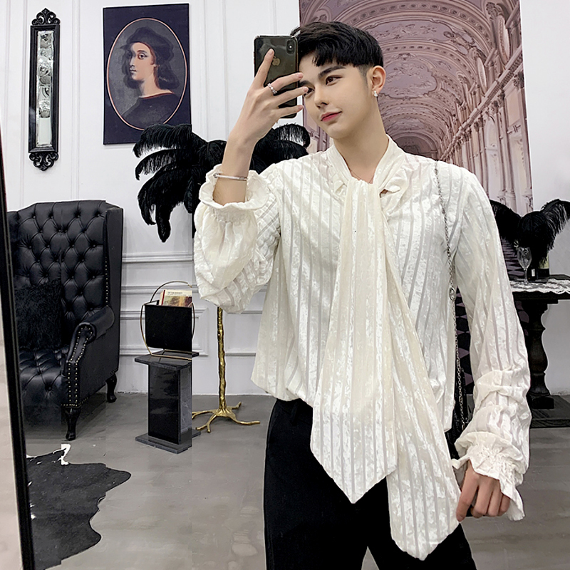

2021 New Spring Court-designer Velvet Vintage Shirt Designer of Popular Lazy Languid Men Tarnish Long-sleeved Fairy Bow Tie. ANV8, 11