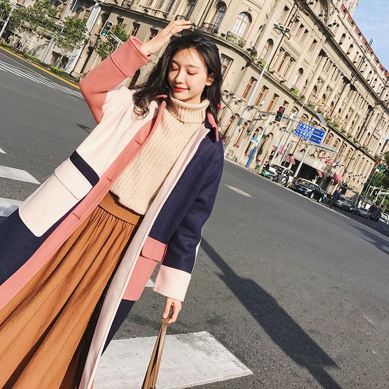 

Casual Single Breasted Women Long Woolen Coat Loose Pockets Women' Jacket Turn-down Collar Cashmere Coat and Jacket, Beige