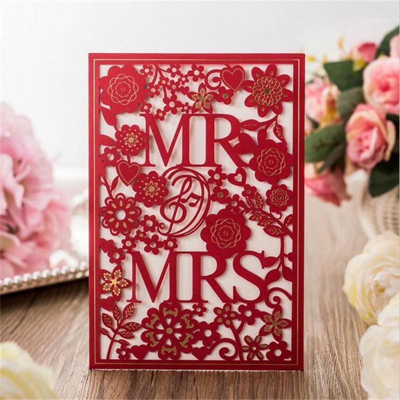 

50Pcs/lot New Classic Casamento Laser Cut MR & MRS Wedding Invitations Card Birthday Party Decoration Supplies1
