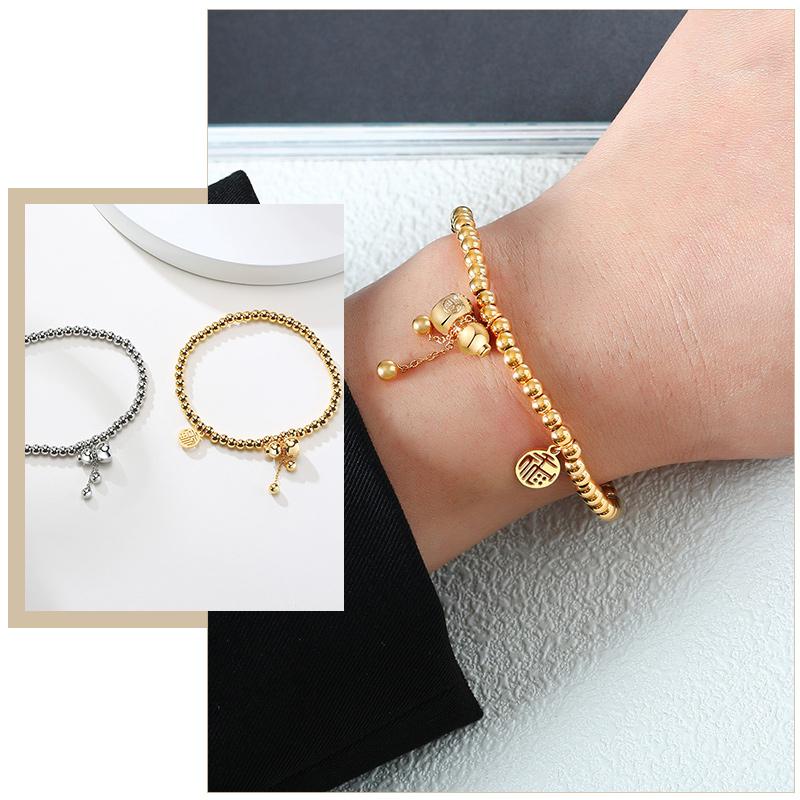 

Retro Chinese Lucky Good Fortune Charm Bracelet for Women Characeter Fu Gourd Beads Wrist Xmas Gifts for Mom Sister Daughter