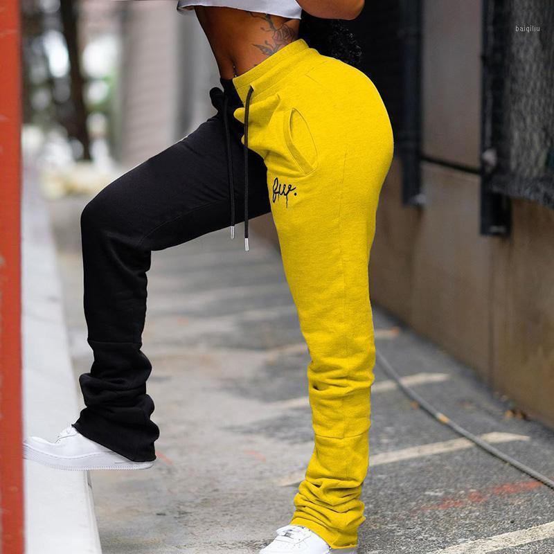 

Stacked Sweatpants Women Streetwear Joggers Patchwork Colored Pants Embroidery High Waist Pants Casual Trousers Female1, Color 4