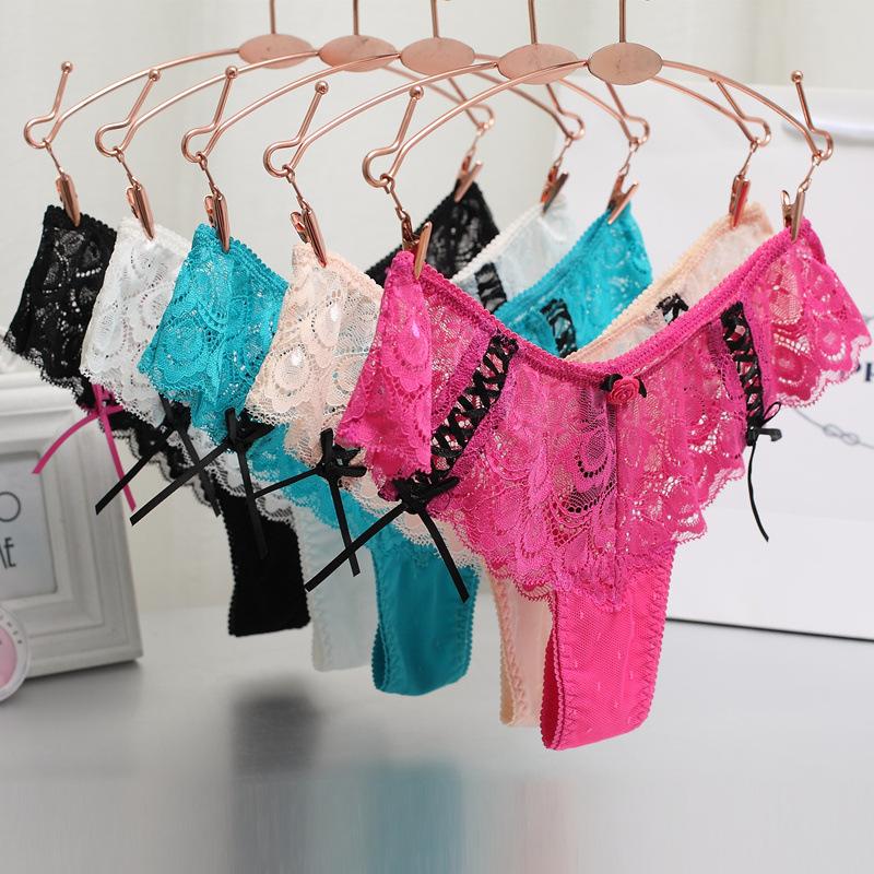 

3pcs/pack Underwear Women's Intimates Panties Lace panties Ladies sexy low waist lace with rose flower1, Blue