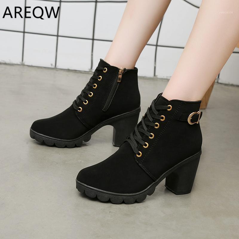 

Hot Autumn and Winter Ladies Boots European and American Style Women's Shoes Suede Ankle Boots Square with Pointed 20201, Black