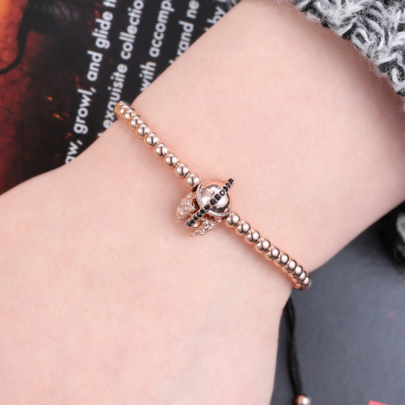 

New Fashion Gold Plated Plated 4MM Copper Bead Helmet Charm Bracelet for Wholesale