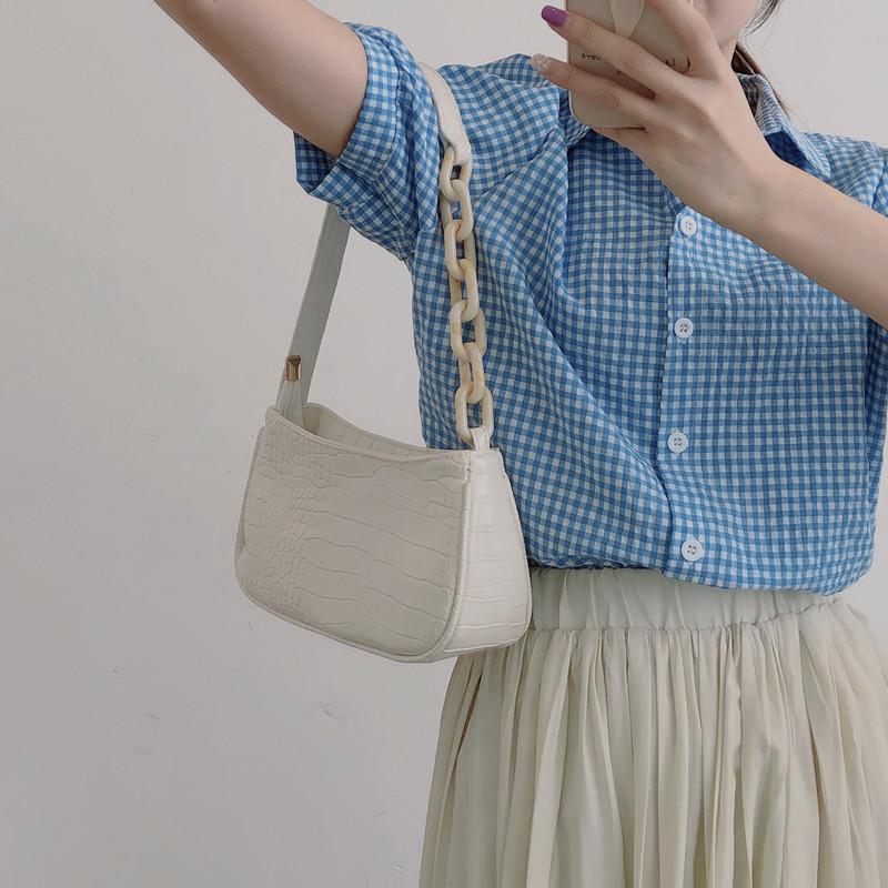 

High Quality Pu leather baguette messenger cross body bags for women 2021 luxury female shoulder bag satchel crocodile-pattern