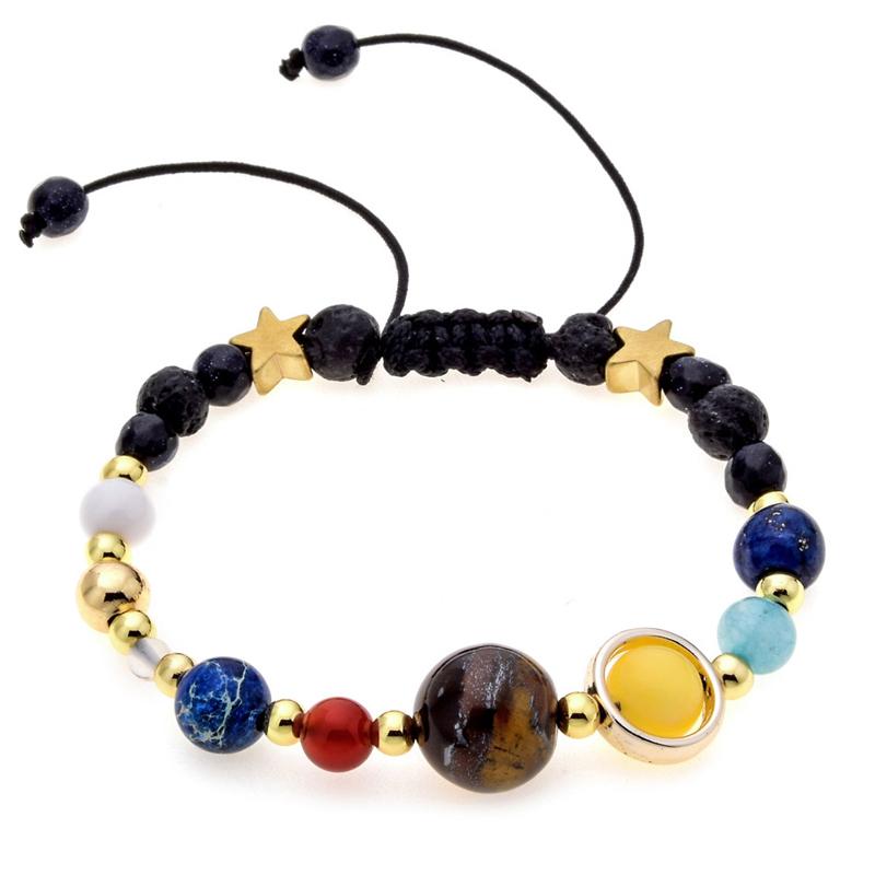 

Charm Bracelets Universe Galaxy The Eight Planets Solar System Beads Bracelet Energy Star Natural Stone Chain Bangle For Women Men Gift