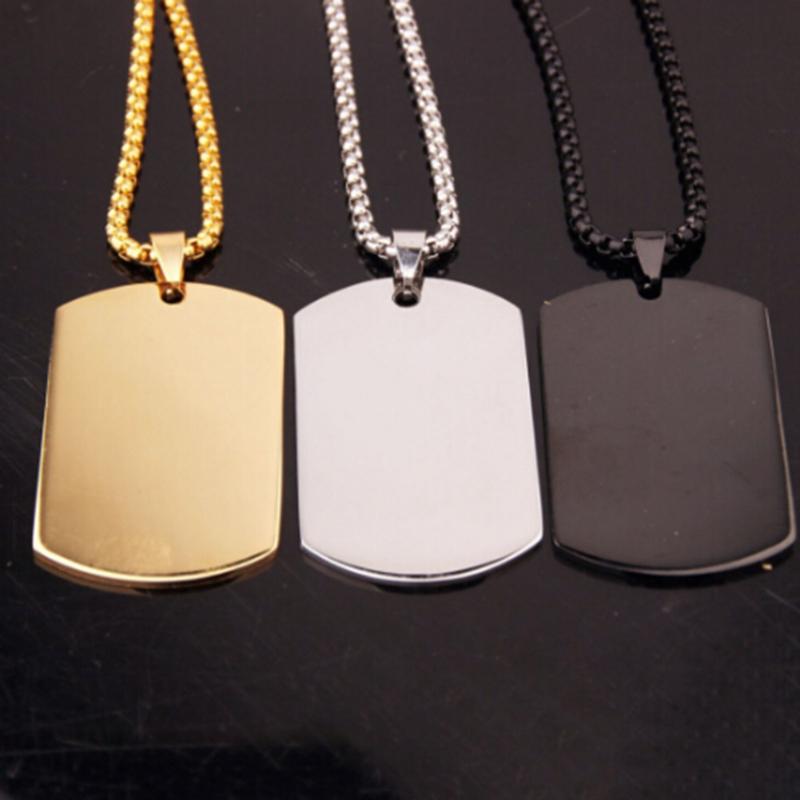 

Quality Stainless Steel ID Blank Dog Tags Necklace Rectangle Army Pendant Jewelry Wholesale