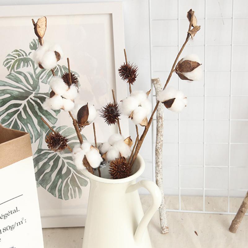

1/4/5/8 head Artificial Kapok Natural Dried Flower Branch Cotton Wedding Decoration Home Party Festival Supplies DIY Fake Floral1, A2