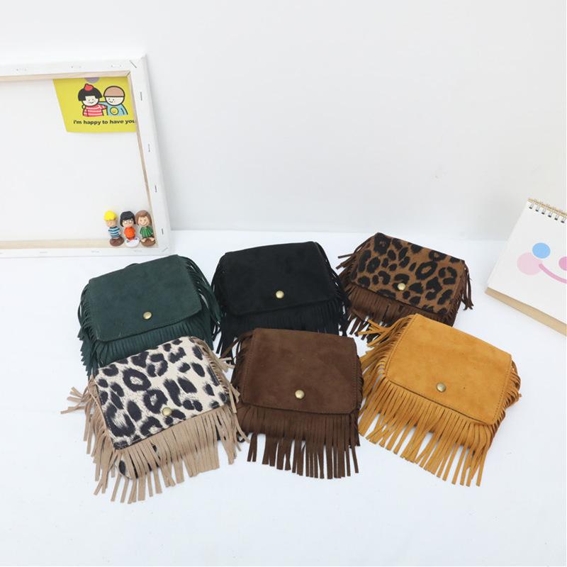 

Kids Mini Clutch Bag 2021 Cute Leather Girls Tassel Crossbody Bag Little Girl Small Coin Pouch Children Purse, Black
