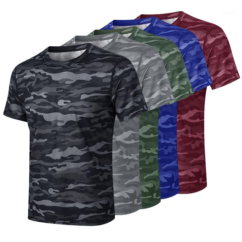 

2020 New Summer Fashion Camouflage T-Shirt Men Sport Gym TShirt O-Neck Short Sleeve Fitness Training T Shirt Mens Workout Tops1, Red