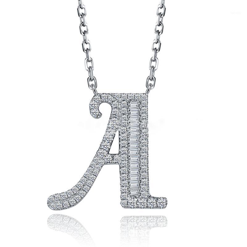 

AINUOSHI Women Simulated Diamond Pendant Necklace Letters A-Z 925 Sterling Silver Pendant Necklace Jewelry1