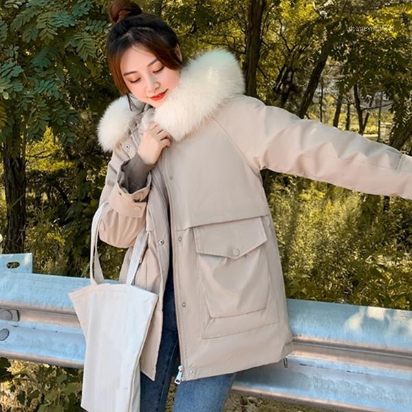 

New 2020 Autumn Winter Women's Jacket Parkas High-Quality Oversize Hooded Covering Thicken Warm Coat1, Brown