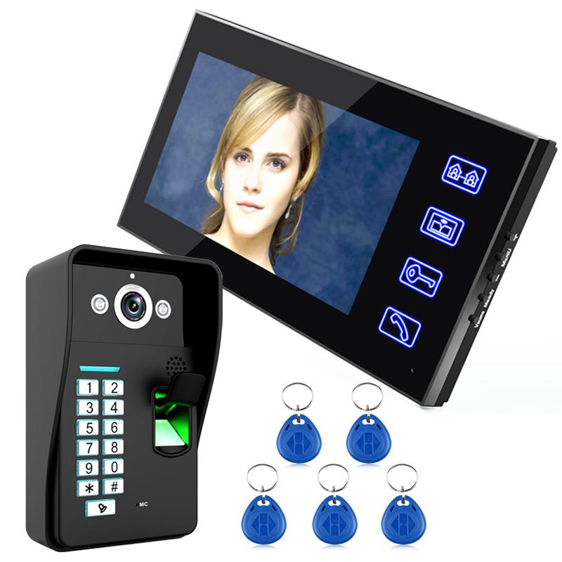 

Free Shipping!Ennio Touch Key 7" Lcd Fingerprint Video Door Phone Intercom System Wth 1 Camera + 1 Monitor