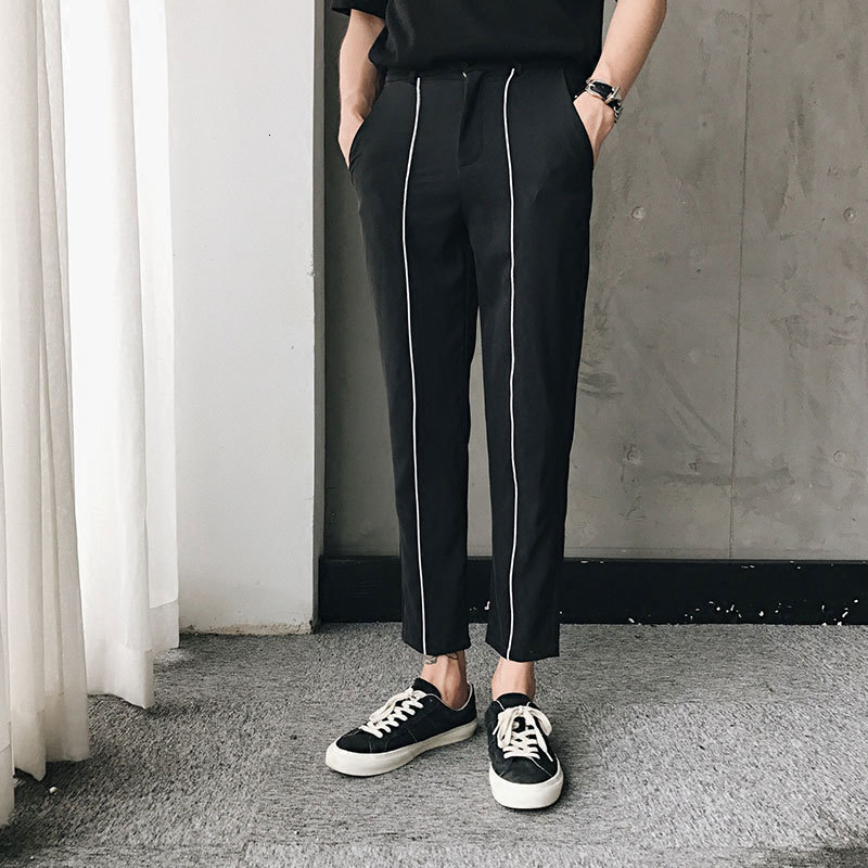 

2021 New Thin 9-minute Strip of Black Skinny Little Feet Casual Pants Straight Western Men Hipster Pants. S-6xl!! UXCE, 11