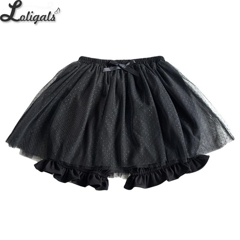 

Sweet Lolita Bloomer Black/White Dotted Cosplay Shorts Elastic Waist Skorts, Green