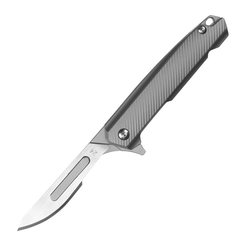 

TC4 Titanium Surgical Knife Keychain Utility Knife Cutter Pocket Folding Knife with 3PCS replace #24 Blades Outdoor Great EDC