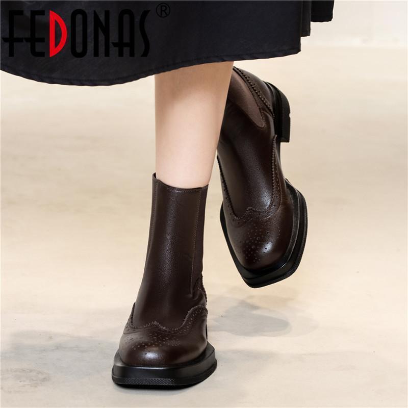 

FEDONAS Women Fashion Ankle Boots Heels Female Autumn Winter Shoes Woman Genuine Leather Working Party High Heels Ankle Boots1, Blackr
