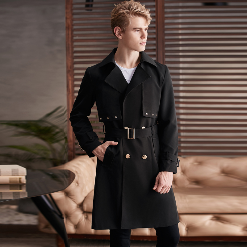 

2021 S-6xl!! Knee Height Coat Man Fall/winter New Big Lapel Color Pure Belt Pretty Jacket Trend NR2X, 12