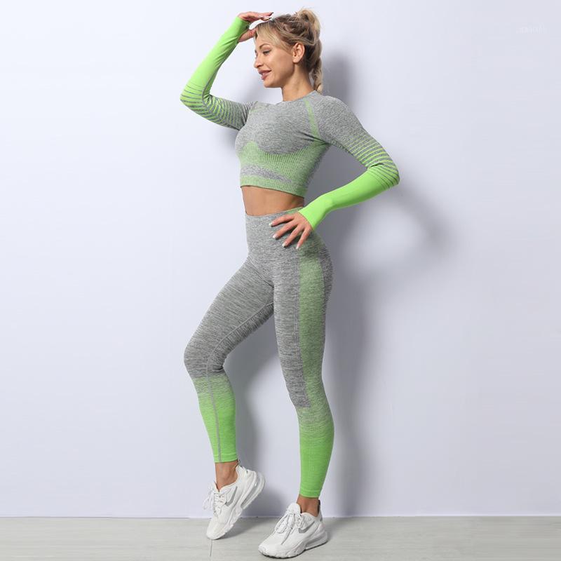 

Women Vital Seamless Yoga Set Gym Clothing Fitness Leggings+Cropped Shirts Sport Suit Woman Long Sleeve Tracksuit Active Wear1, Shirt and pants