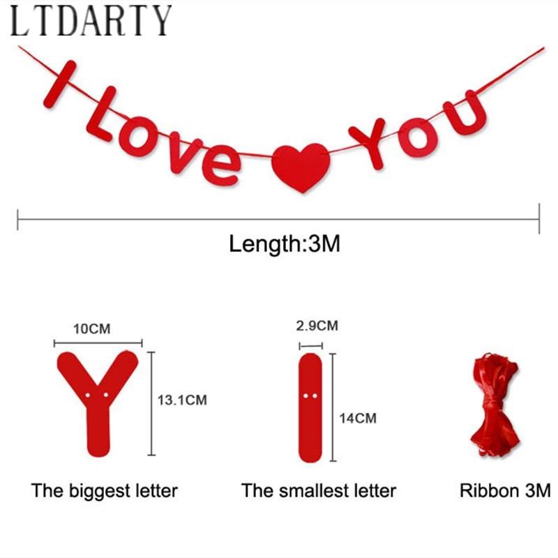 

I Love You red banner Paper Flag Pennant Banner Wedding Propose Marriage party Happy Valentine's Day Decoration Lover Supplies