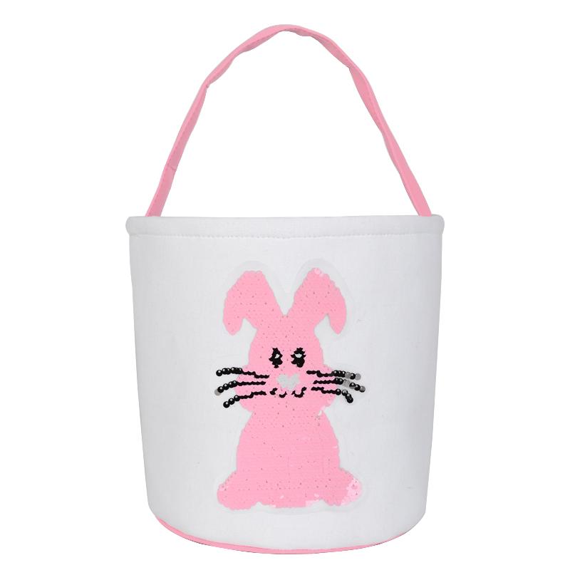 

10pcs/lot new arrival 2020 Easter reversible sequins easter basket canvas children's bucket