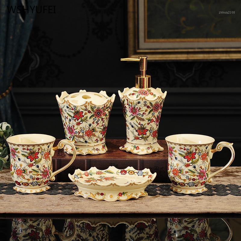 

Ceramic retro exquisite bathroom accessories set washing tools mouthwash cup couple cup wedding household supplies beautiful1