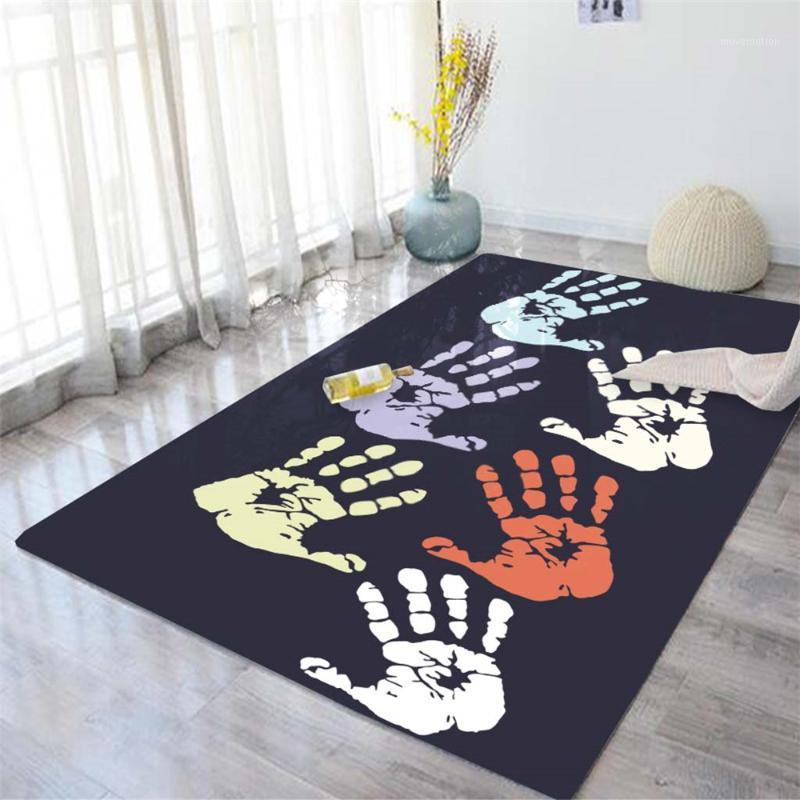 

Nordic Painted Handprints Rug Carpets Children Room Decor Play Mat Area Rugs Soft Cartoon Living Room Carpet1, No-01