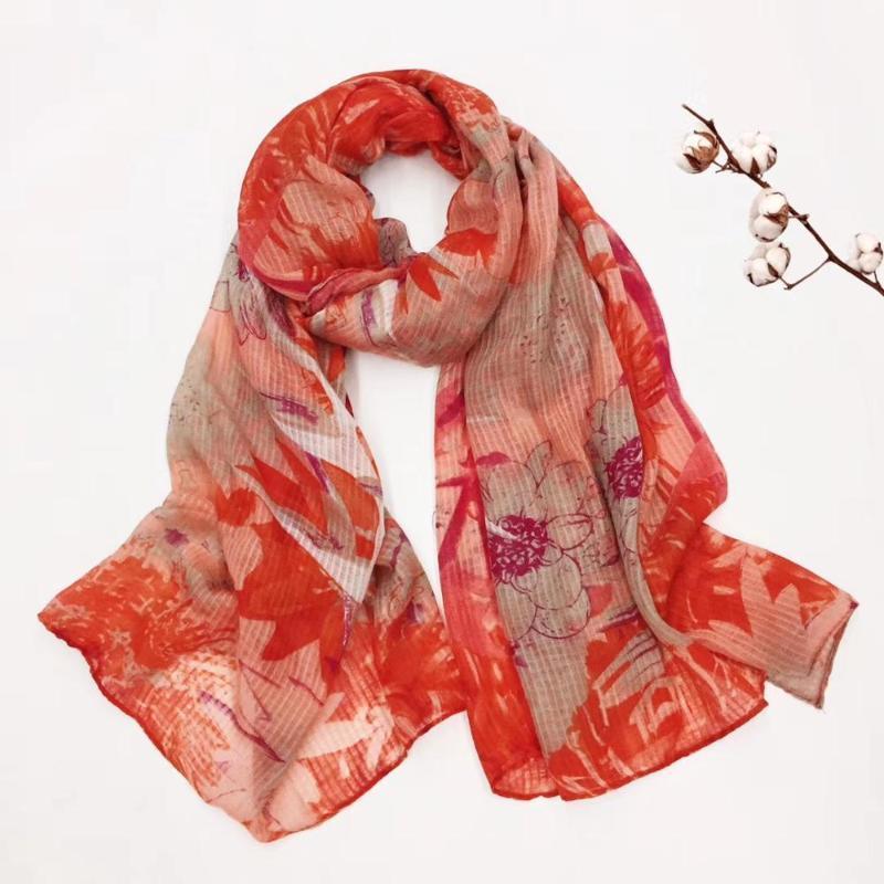 

2020 New Cotton Ombre Flower Print Scarves Shawls Long Soft Floral Print Wrap Scarf Hijab Echarpe 4 Color Free Shipping1