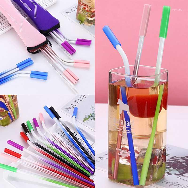 

4pcs Metal Reusable 304 Stainless Steel Straws Straight Bent Drinking Straw With Case Cleaning Brush Set Party Bar Accessory1