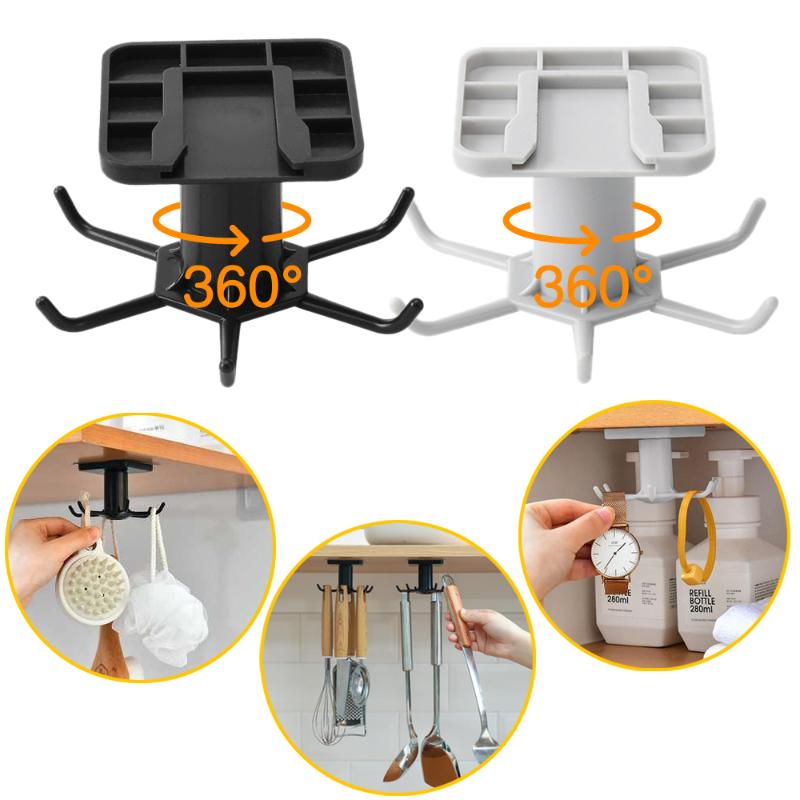

Rotating Storage Hook Kitchen Gadget Cabinet Storage Hook Bath Wall Mounted 360° Rotating Coat Hanger Organizer Rack #40