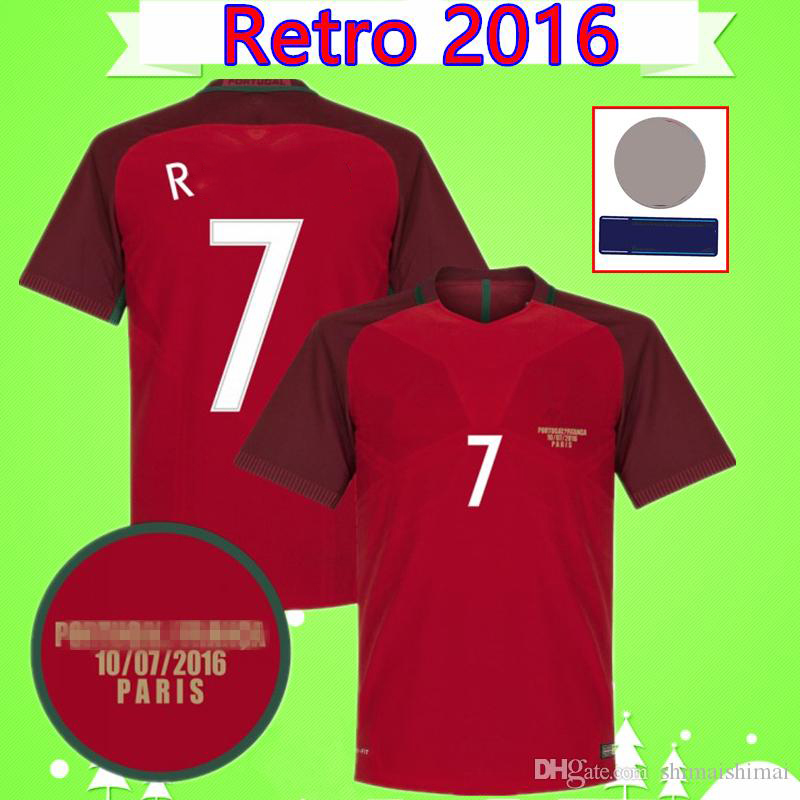 

#7 NANI RETRO soccer jerseys 2016 FIGO CARVALHO classic camicia RUI COSTA football shirt vintage QUARESMA Camisa de futebol home red, Retro 2016