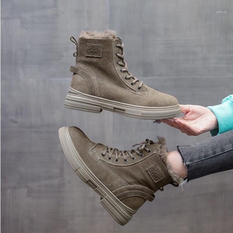 

Women's Shoes Plus Size Ankle Boots 2021 Autumn Winter Women Leather Platform Vintage Boots Flats Couple Large Size1, Black