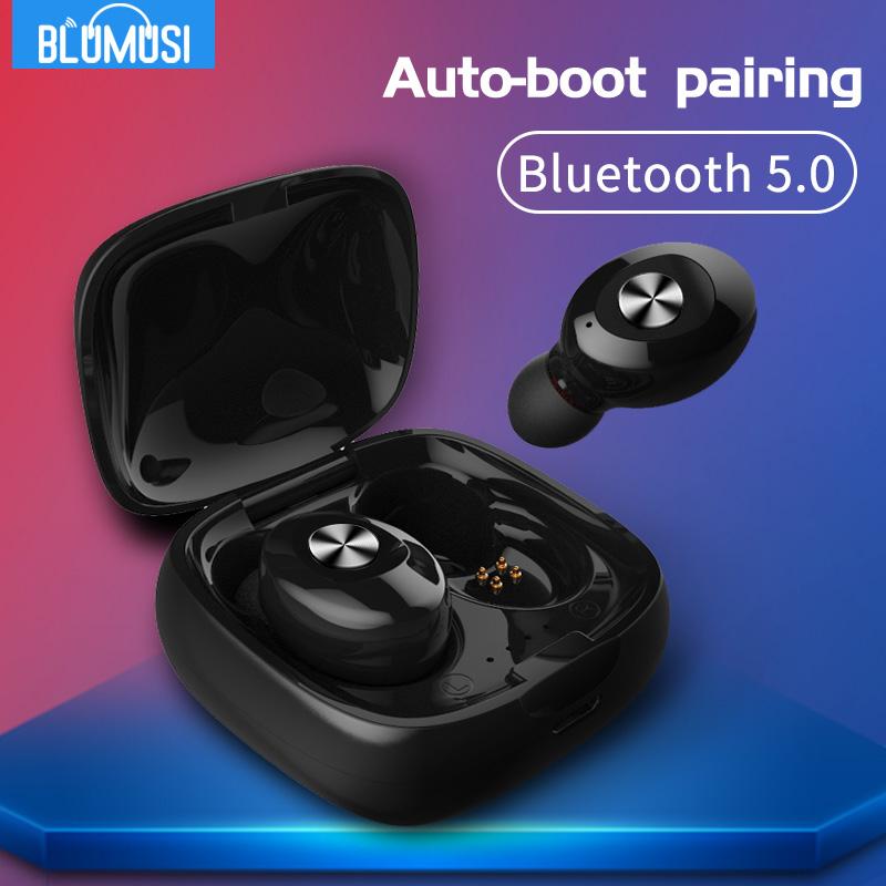 

Bluetooth Earphone Wireless V5.0 TWS Mini Sport Earbuds 3D Stereo Music Bass Sound Gaming Headphones Driver Hands free Headset, Black