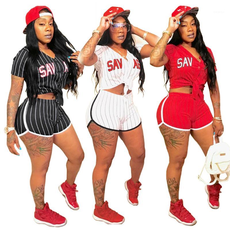 

Sexy Striped Alphabet Printed Baseball Women 2 Pcs Short Summer Set Fashion Women Mini Club Sets Mini Pants Sets GL60251, Black