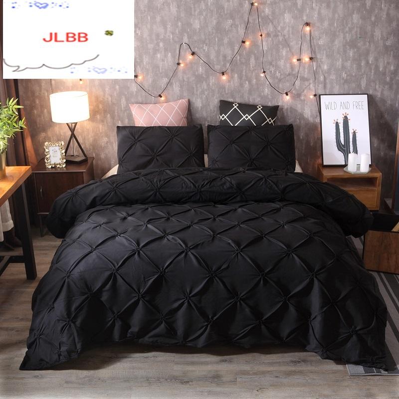 

New European and American fashion simple style home textile black white gray solid color bedding set Queen King 3PCS bedding