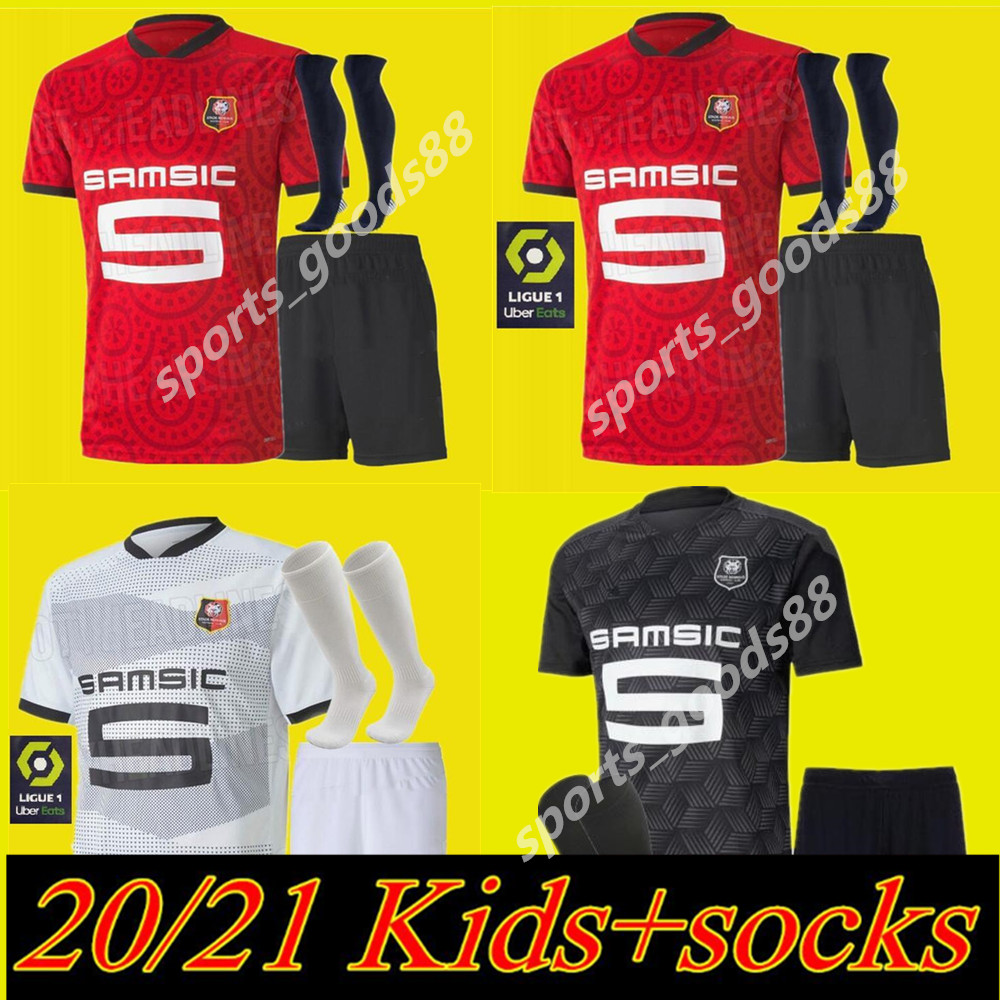 

Kids Kits+socks 20 21 Stade Rennais Soccer Jersey Home 2020 Rennes Maillot De Foot SARR NIANG BOURIGEAUD ANDRE HUNOU Football Sets, Away