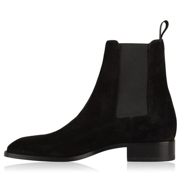 

Elegant Brands Men Red Bottom SamsonBoots Suede Leather Square Toe Men's Ankle Boots Red Sole Perfect Melon Motorcycle Ankle Boot EU38-46