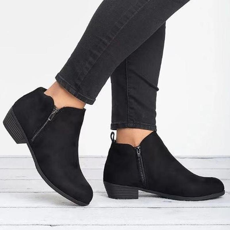 

Women Spring Autumn New Boots Shoes Woman Pointed Toe Faux Leather Side Zipper Ladies Fashion Shoes Zapatos De Mujer1, Black