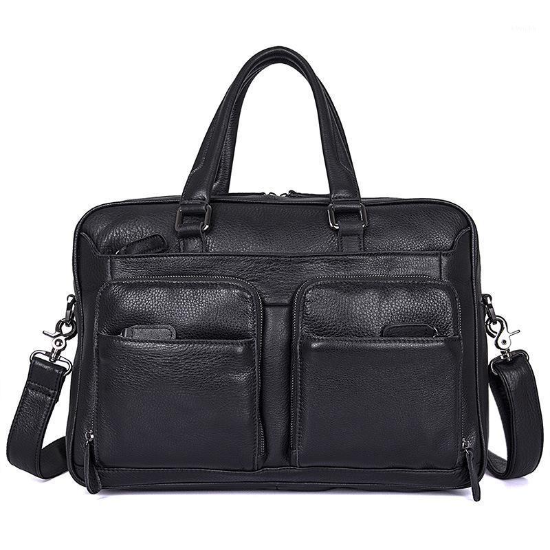 

Men's Briefcase Bag Men's Genuine Leather 15 Inch Laptop Bag Business Tote For Document Office Portable Laptop Shoulder1, Black