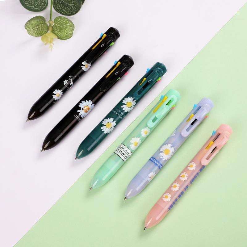 

JIANWU 8 Color Cute Daisy Ballpoint Pen Large Capacity Straight Liquid Pen Multifunctional Girl Journal Pens Kawaii1, Navy blue