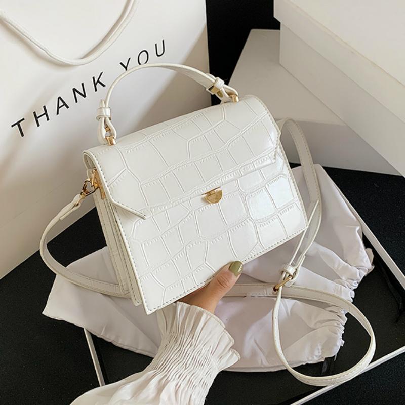 

PU Leather Hand Bag Ladies Designer Evening Bags Stone Patent White Crossbody Bags for Women 2021 Small Handbag Small Bag, Black